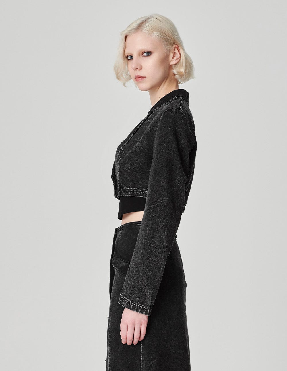 Women's Washed Denim Short Blazer