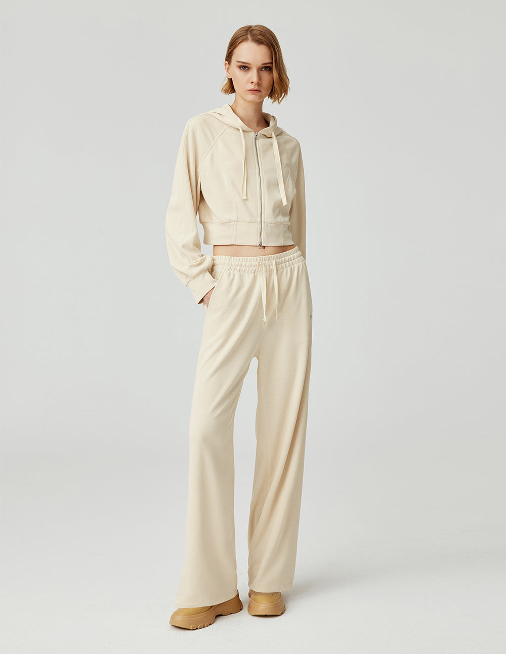 MF versatile slim basic hooded lace-up sweatshirt jacket