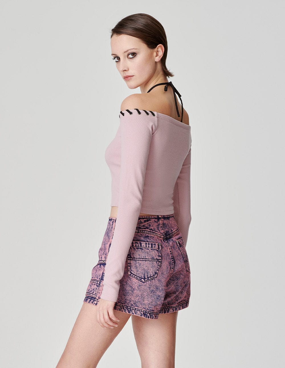 Women's Contrast Strapped One-Shoulder Top