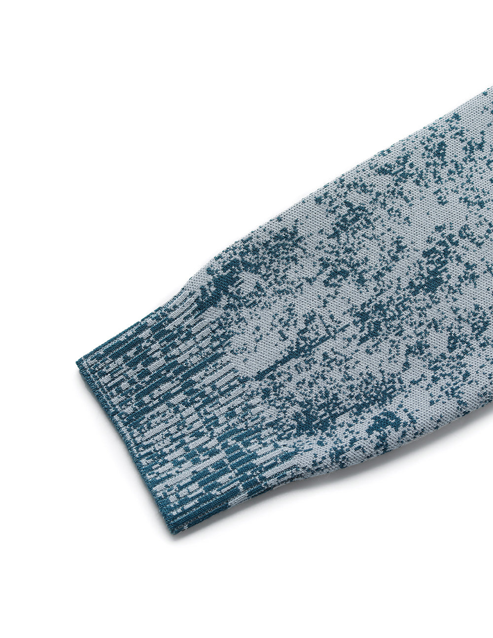 Denim Print Series Denim Blue Hooded Knitted Cardigan