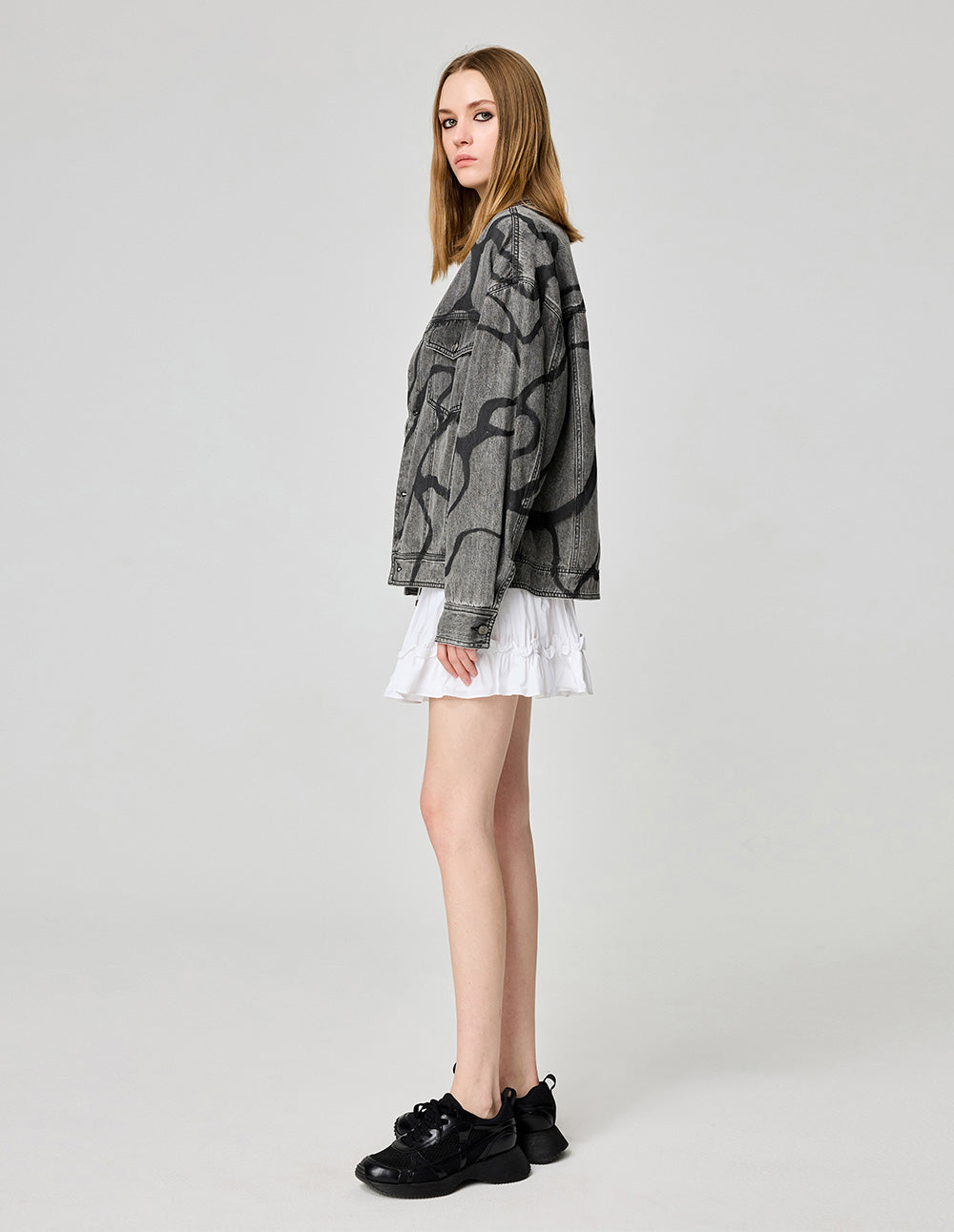 Couple Style Washed Wavy Denim Jacket