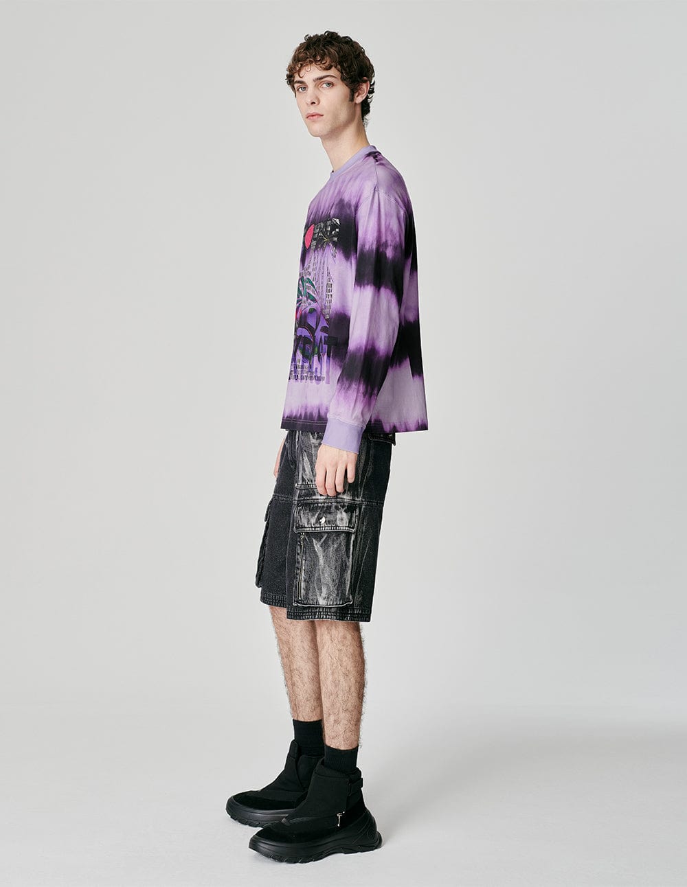 Unisex Tie-Dye Printed Round Neck Long-Sleeved T-Shirt