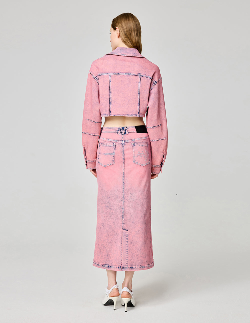 MF Coral Red Washed Short Denim Jacket