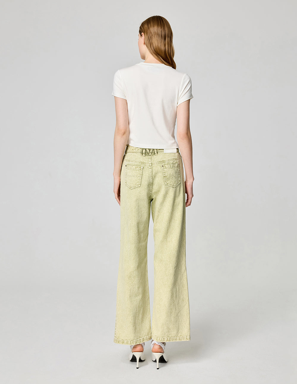 Women's Olive Green Bootcut Wide Leg Jeans