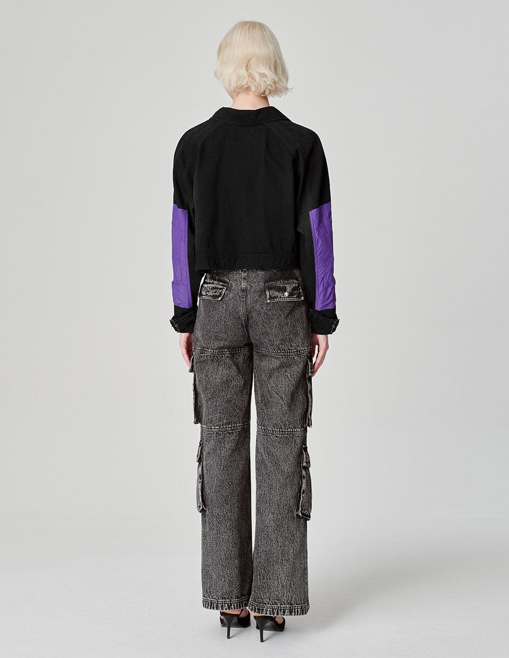 Women's Lapel Patchwork Washed Denim Jacket