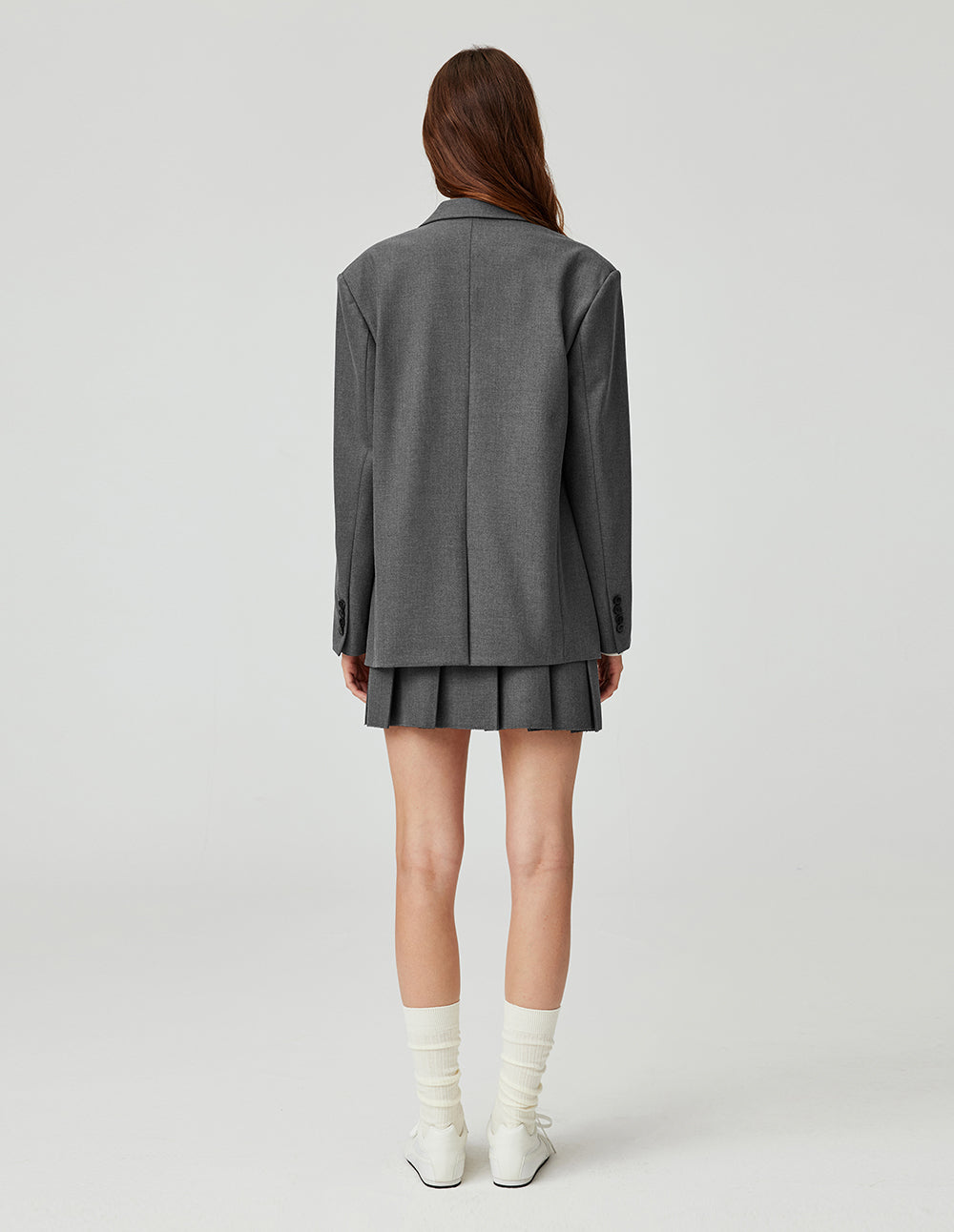 MF simple power peak lapel dropped shoulder sleeve suit jacket