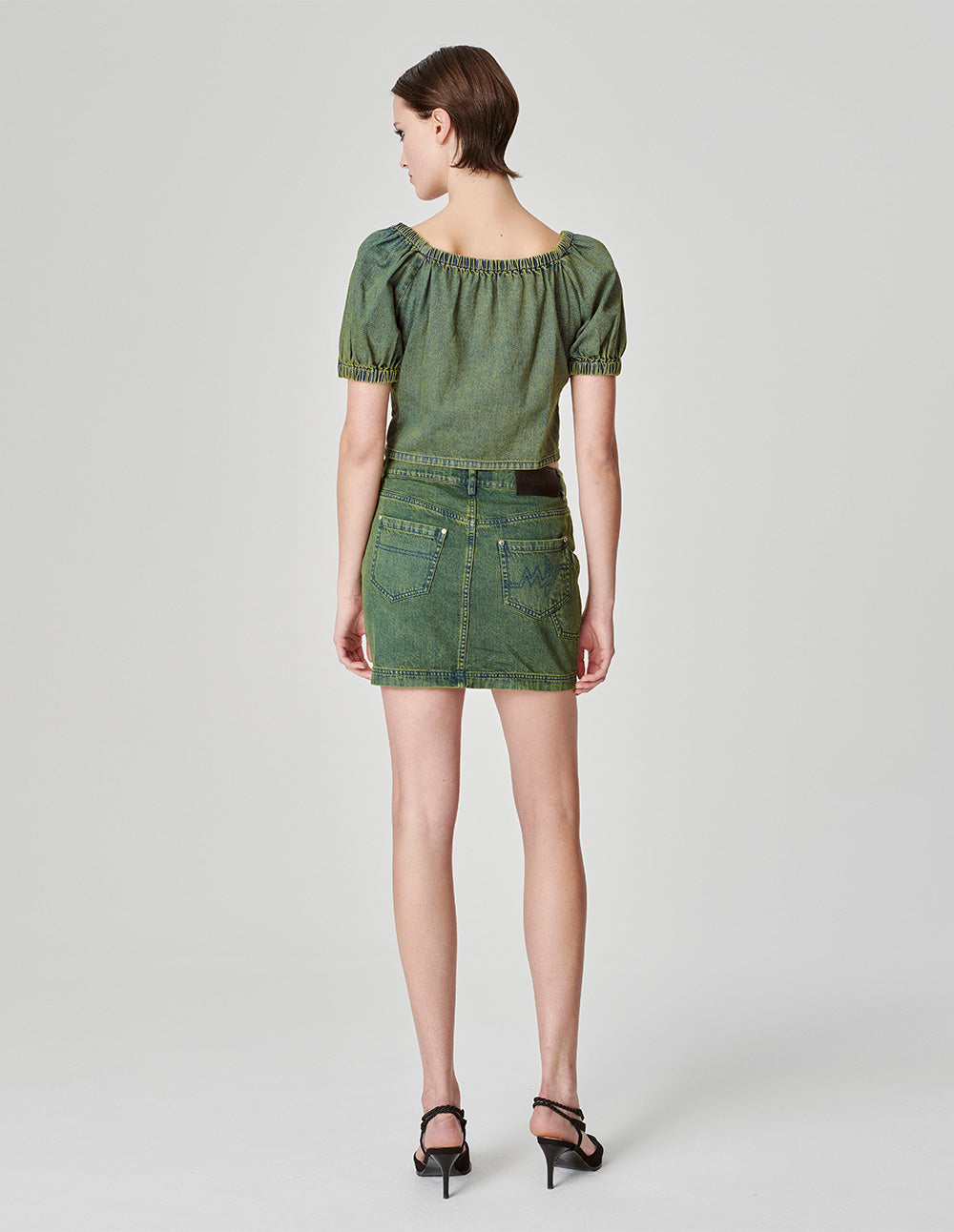 Women's Puff Sleeve Dyed Denim Top