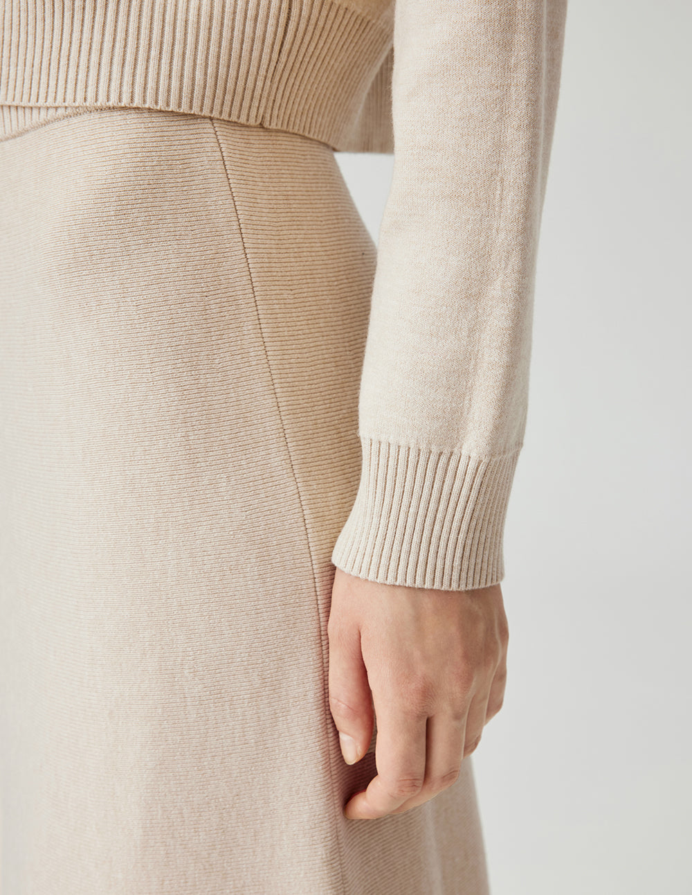 MF high waist elastic lace-up versatile slimming A-line knitted skirt