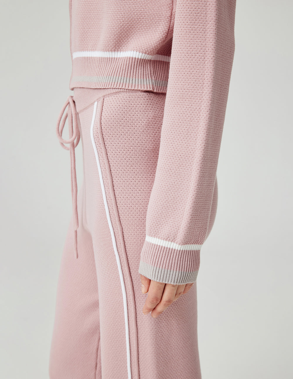 MF comfortable and versatile slim elastic drawstring loose straight knit wide-leg pants