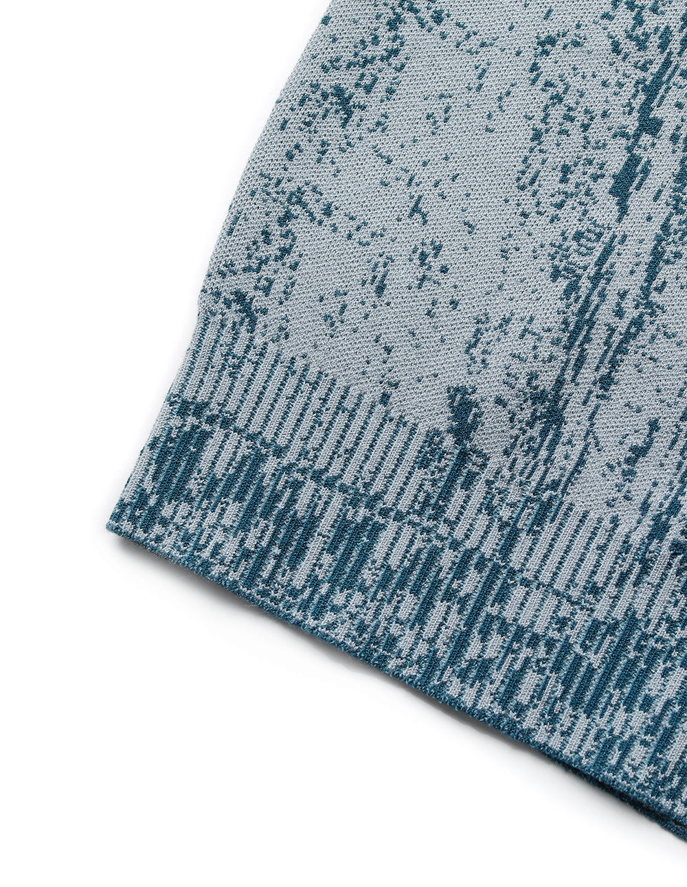 Denim Print Series Denim Blue Hooded Knitted Cardigan