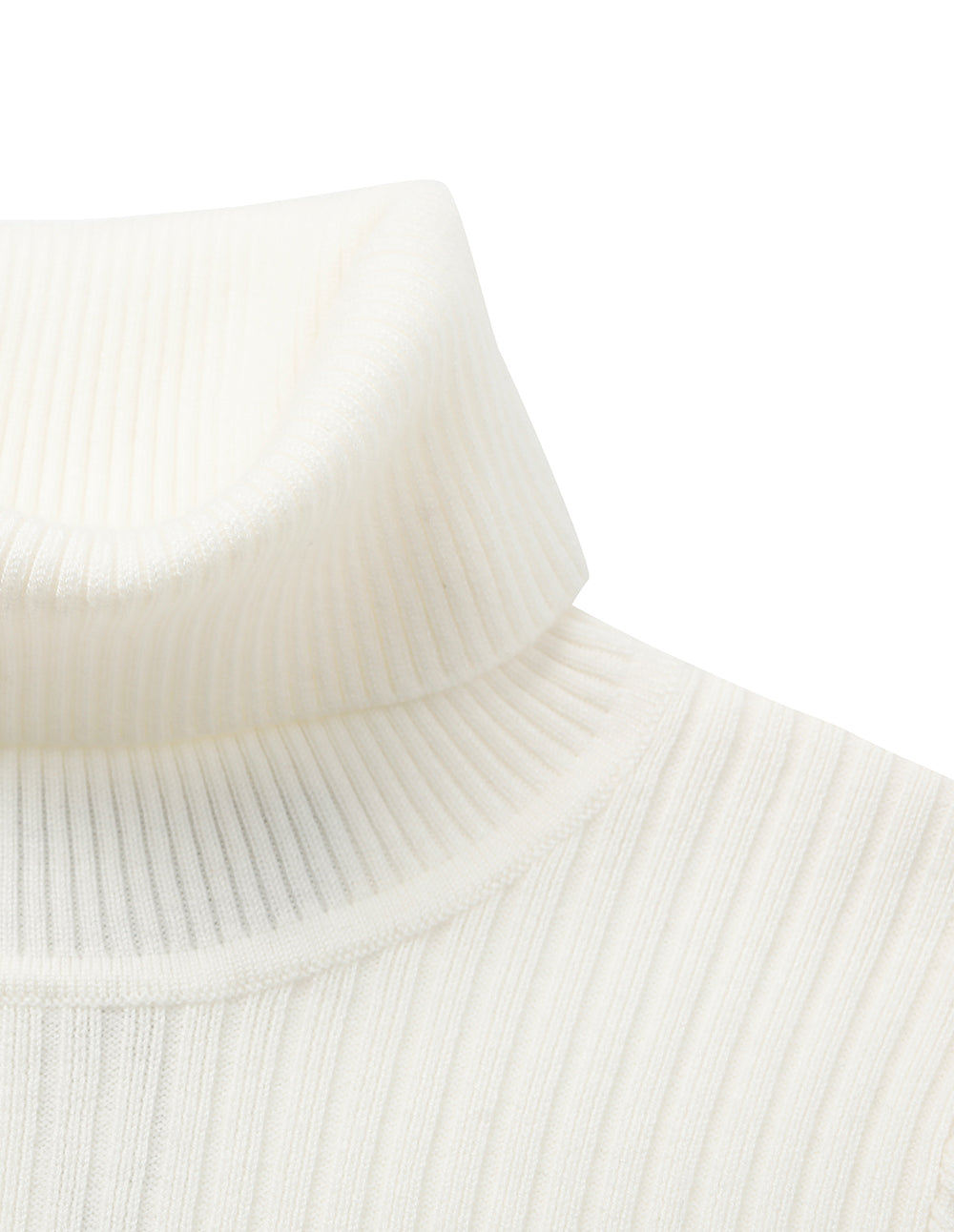 MF Premium White Versatile Turtleneck Ribbed Knit Pullover