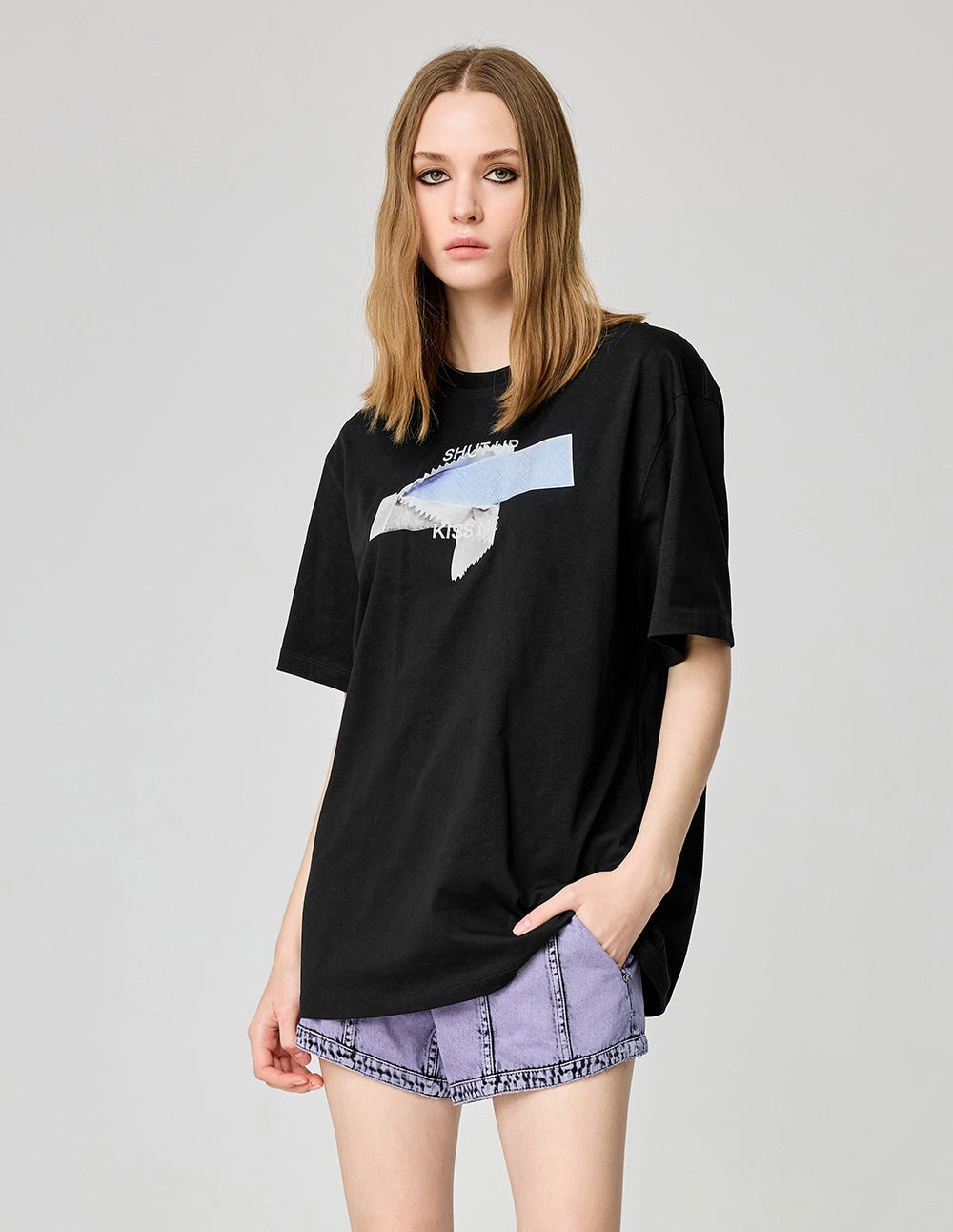 Couple Style Chewing Gum Slogan Printed T-Shirt