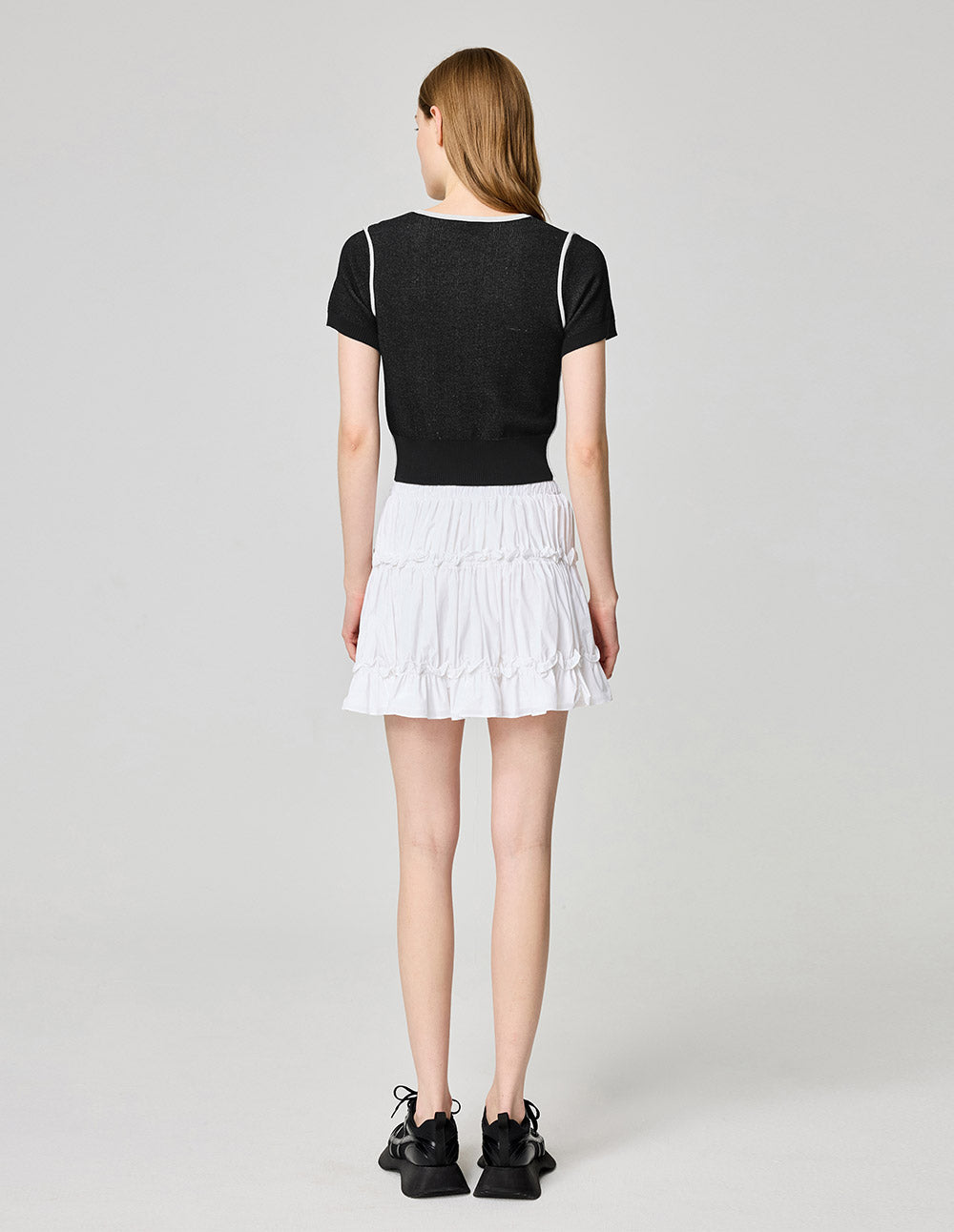 Women's Contrast Jacquard Crew Neck Sweater