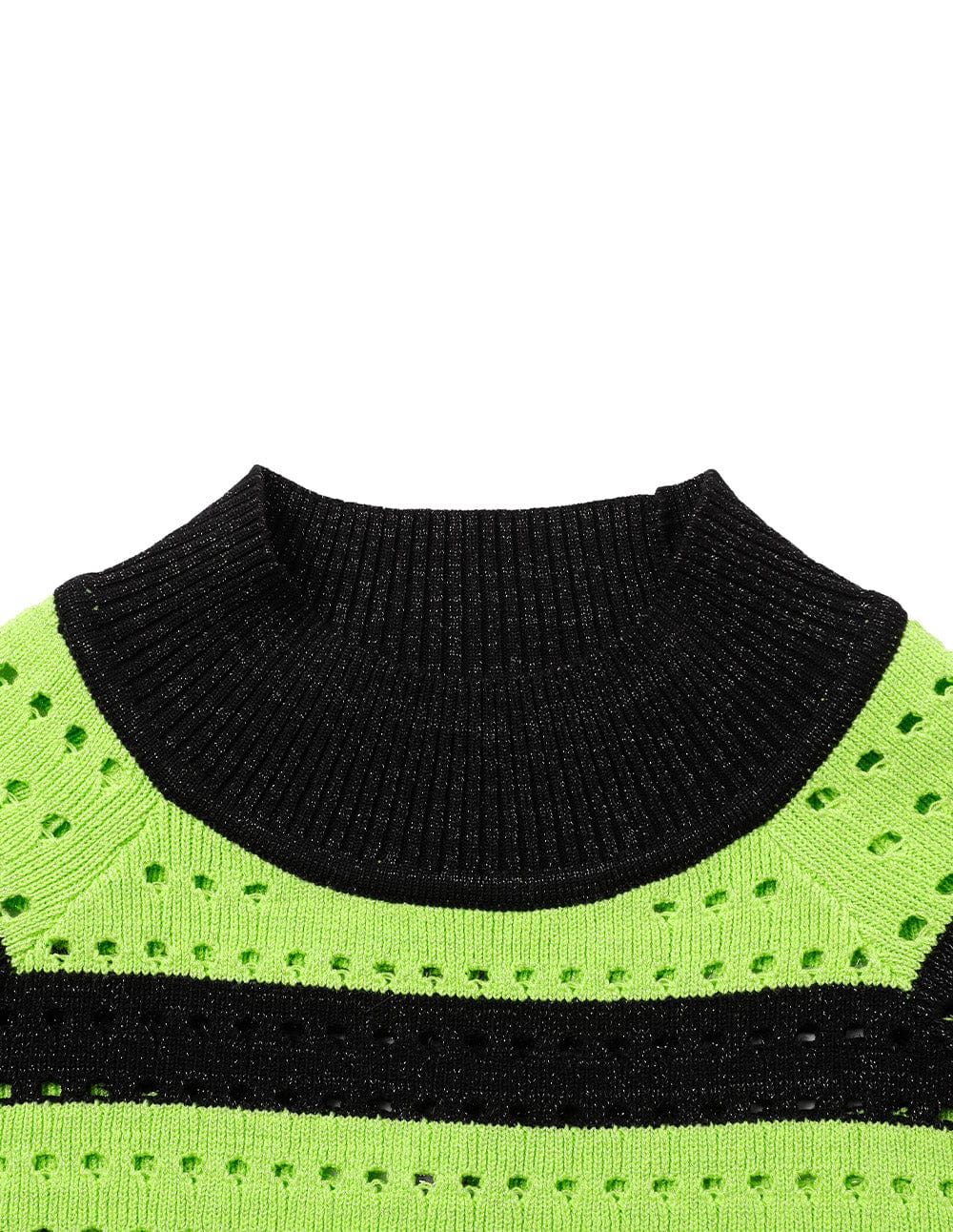 Women's Fluorescent Green Contrast Striped Sweater