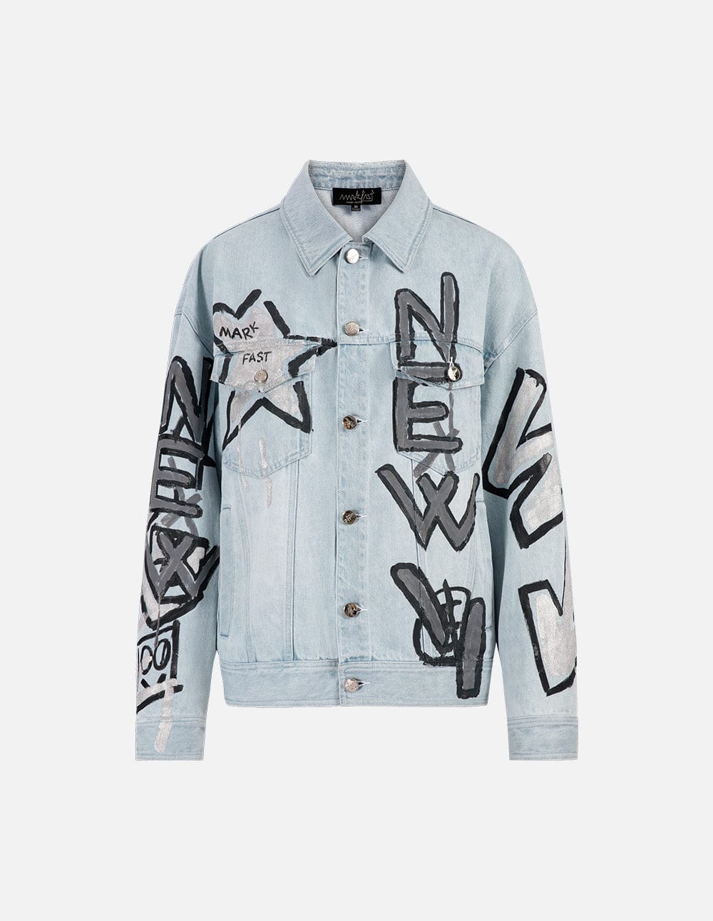 Unisex graffiti print denim jacket
