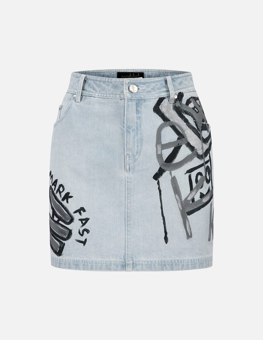 Graffiti Print Denim Skirt