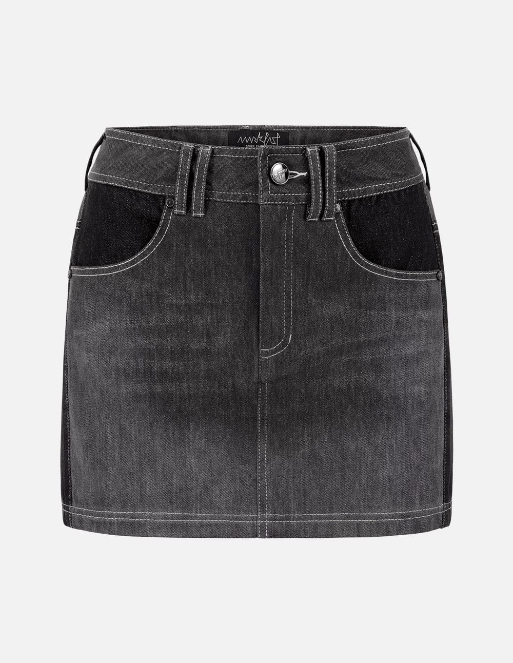 Ladies Patchwork Black Denim Skirt