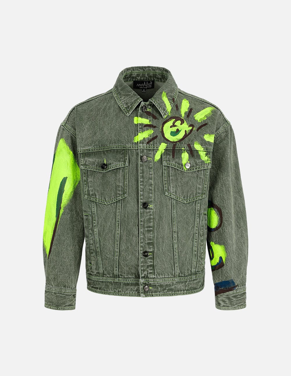 Unisex Hand-Painted Printed Washed Denim Jacket