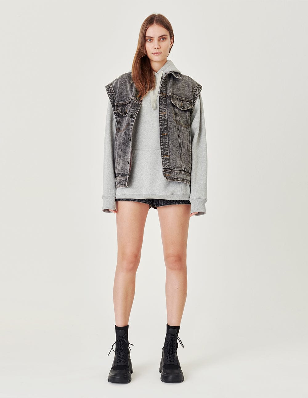 Couples Snowflake Wash Black Denim Vest