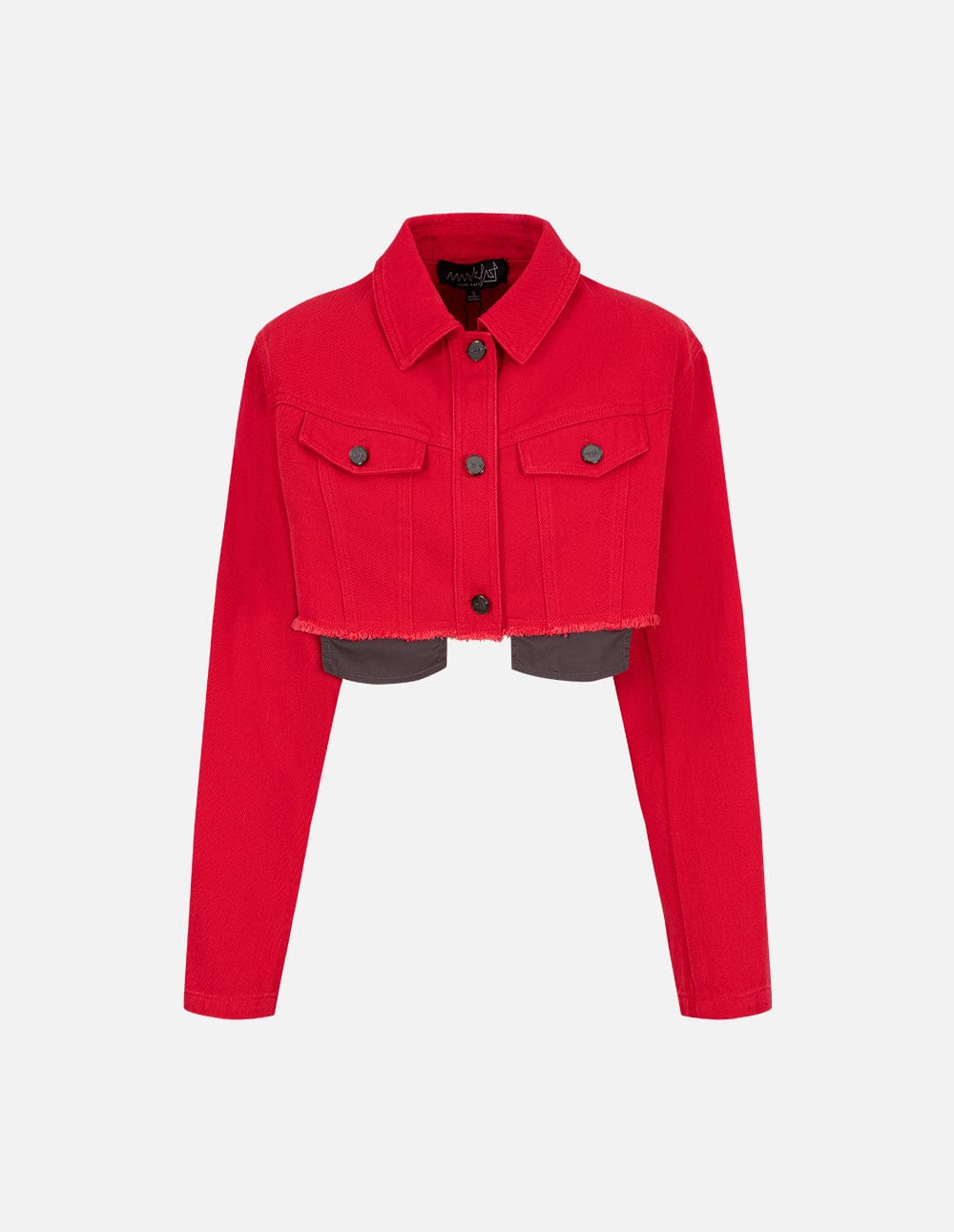 Women's Red Twill Short Denim Jacket