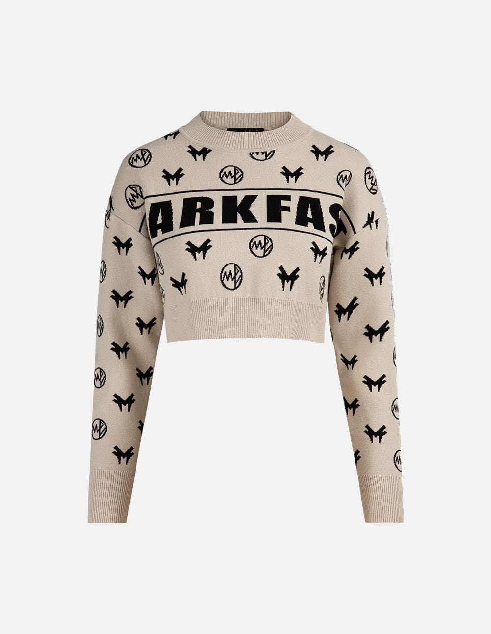 Women's Cream Jacquard Cropped Knit Sweater