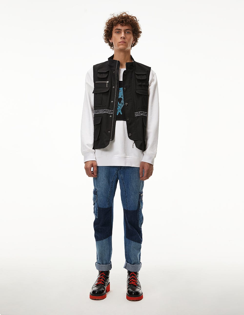 Men Oversized Black Multi-Pockets Fishing Vest Jacket – MARK FAST