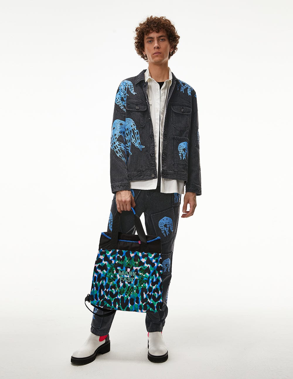 Men Printed Patch Denim Jacket