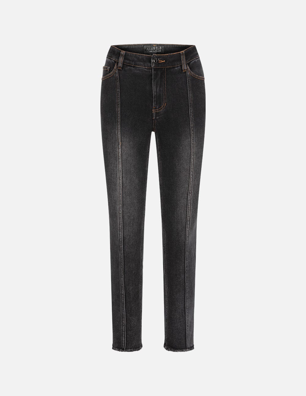 Womens Black Slit Washed Jeans