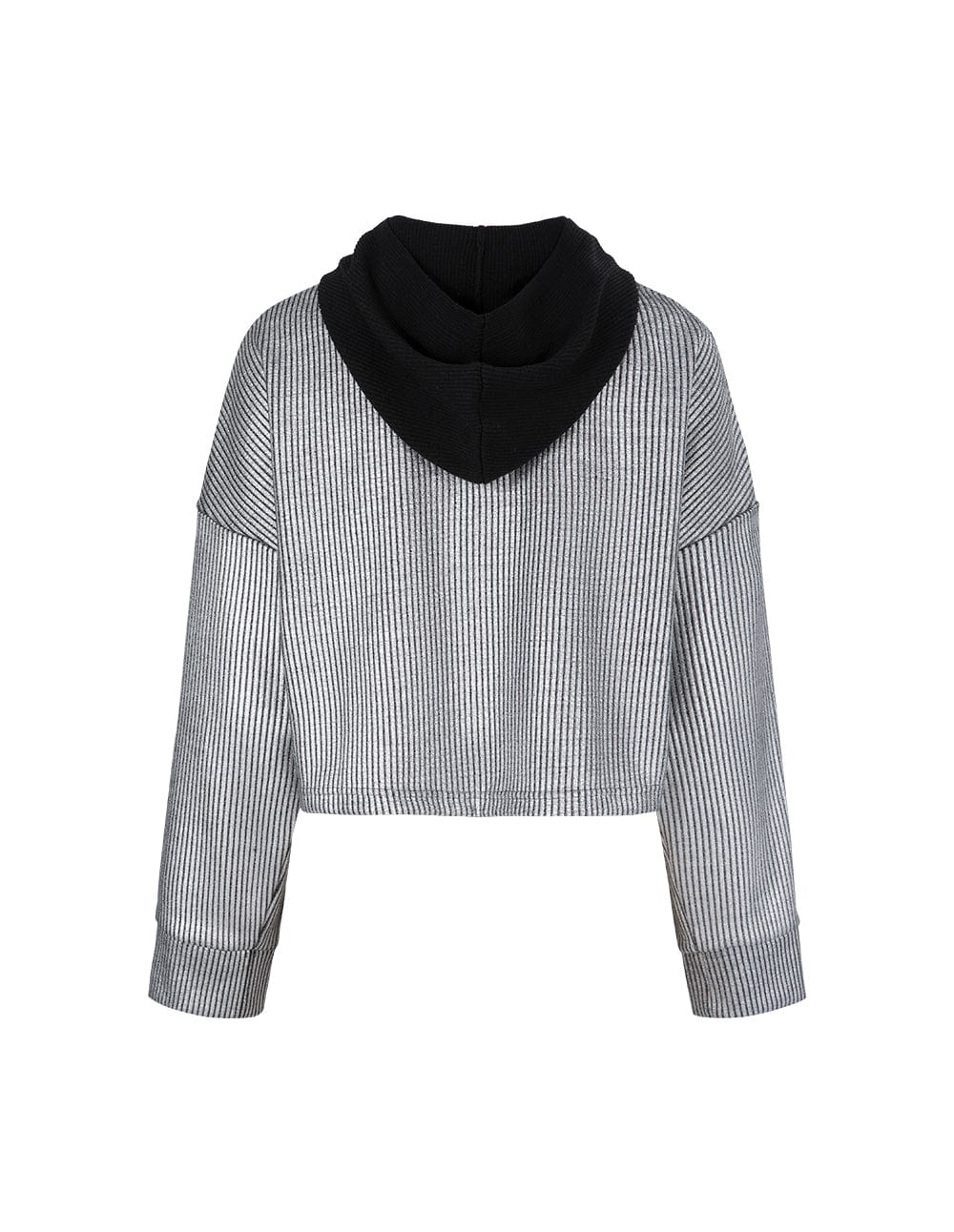 Ladies Silver Hooded Short Loose Sweatshirt