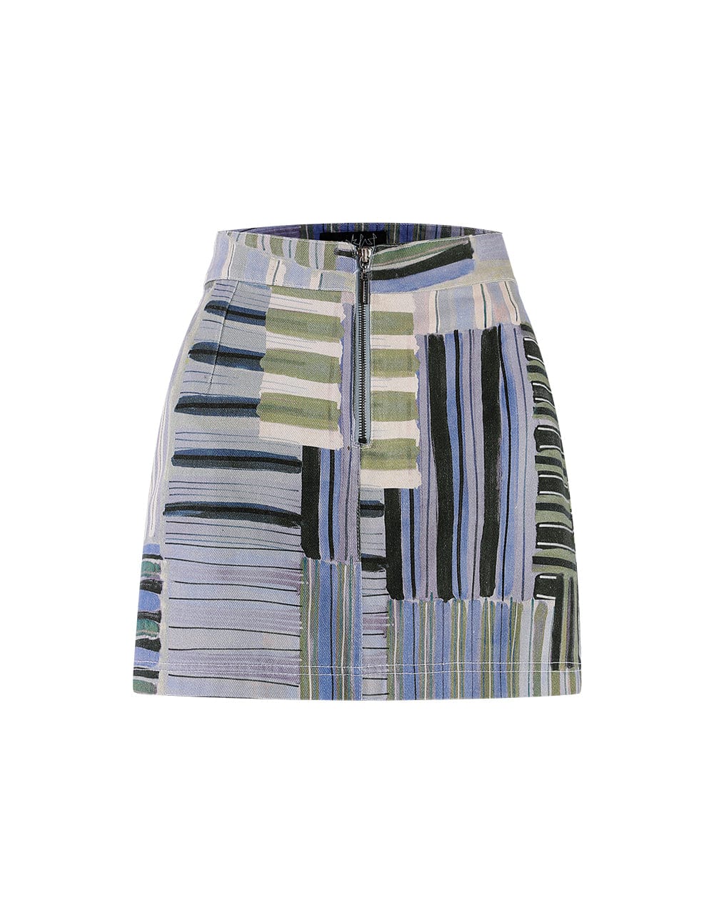 Women Patchwork Pattern Denim Skirt