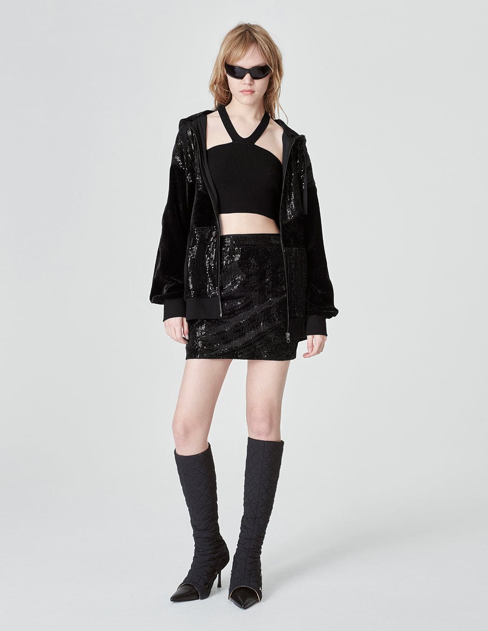 Unisex Style Hot Silver Knit Hooded Jacket