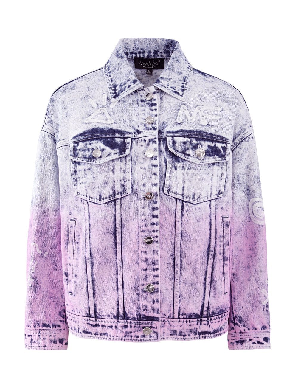 Women Mf Passion Flamingo Contrast Color Washed Denim Jacket