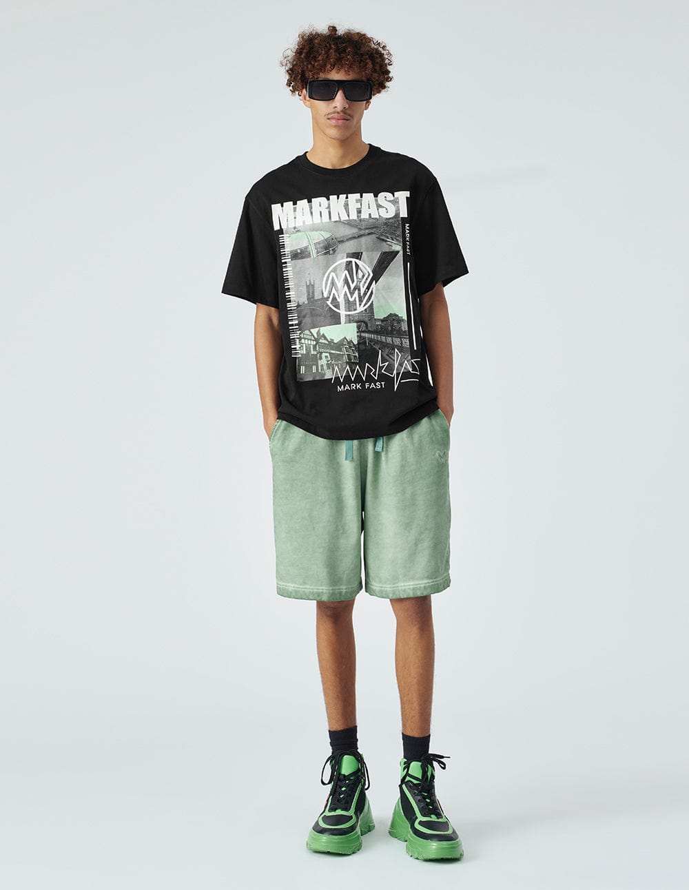 Men's Black Cotton Printed Loose T-Shirt