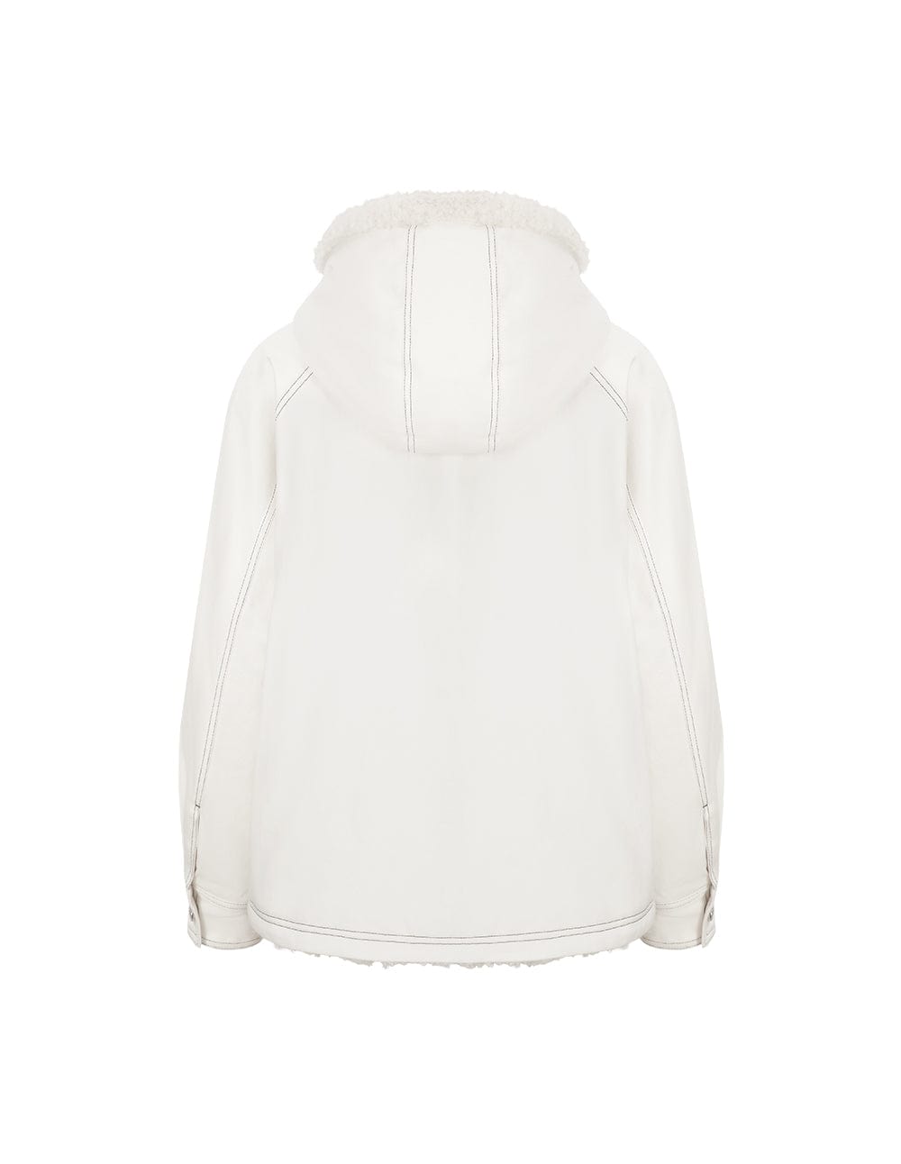 White Hooded Fleece Denim Jacket