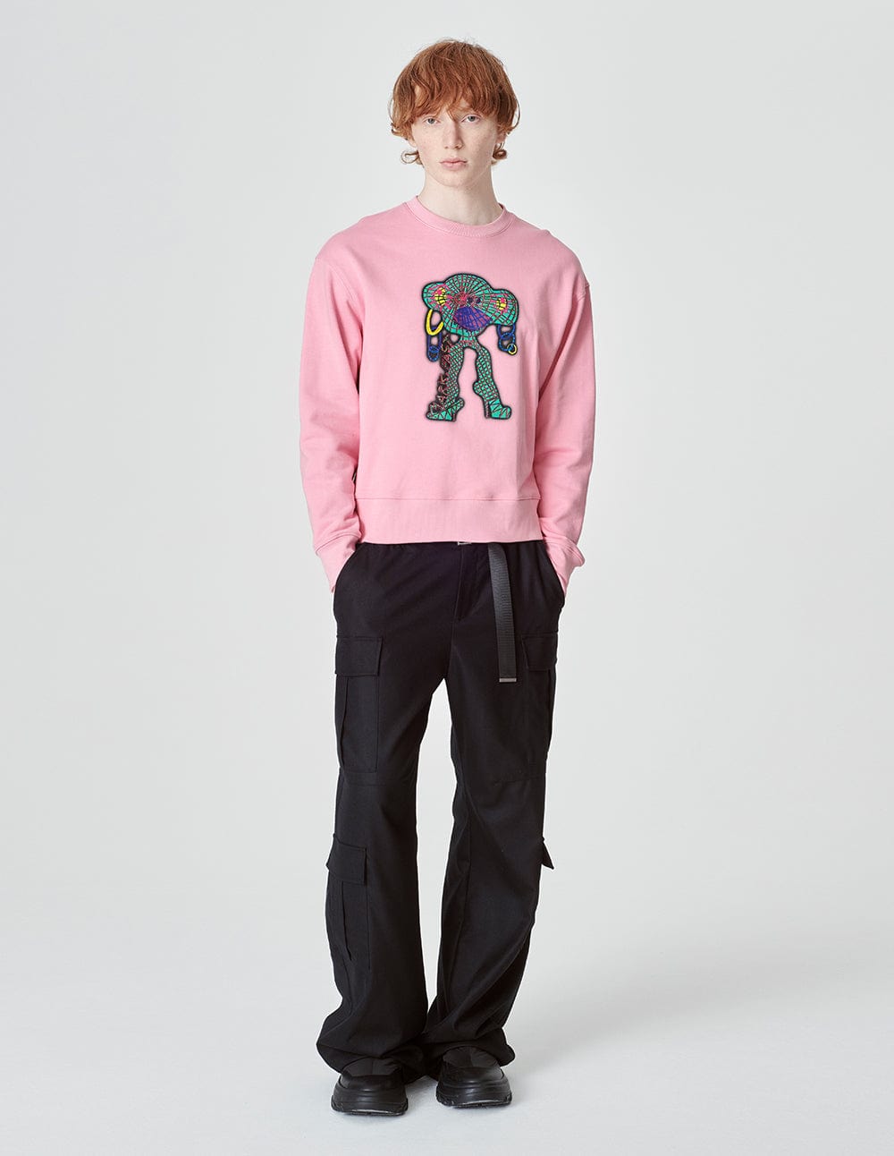 Unisex Style Pink Cotton Print Sweatshirt
