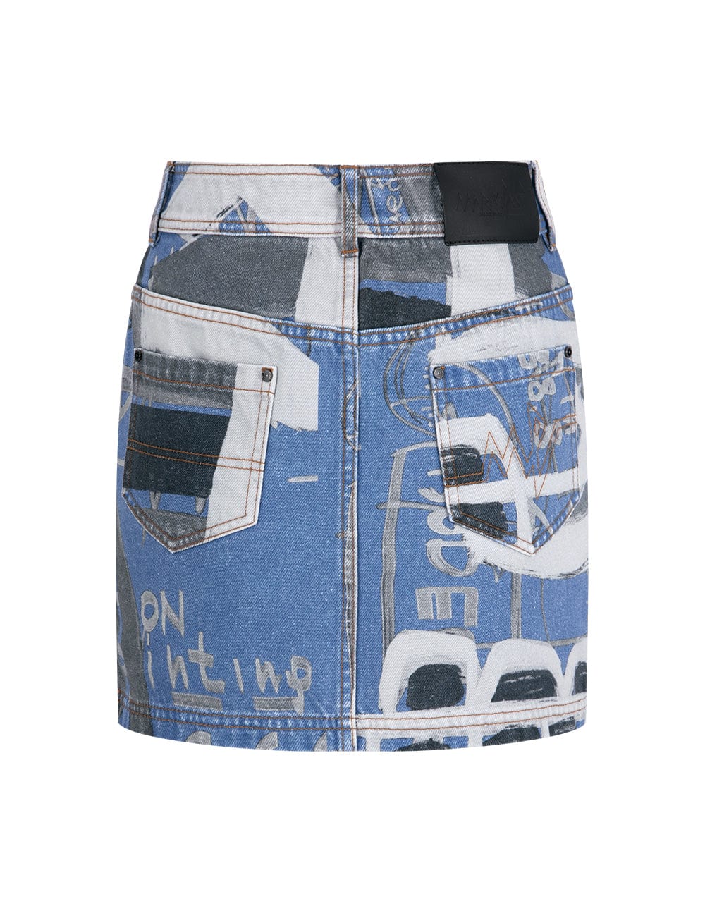 Ladies Recycled Graffiti Denim Skirt