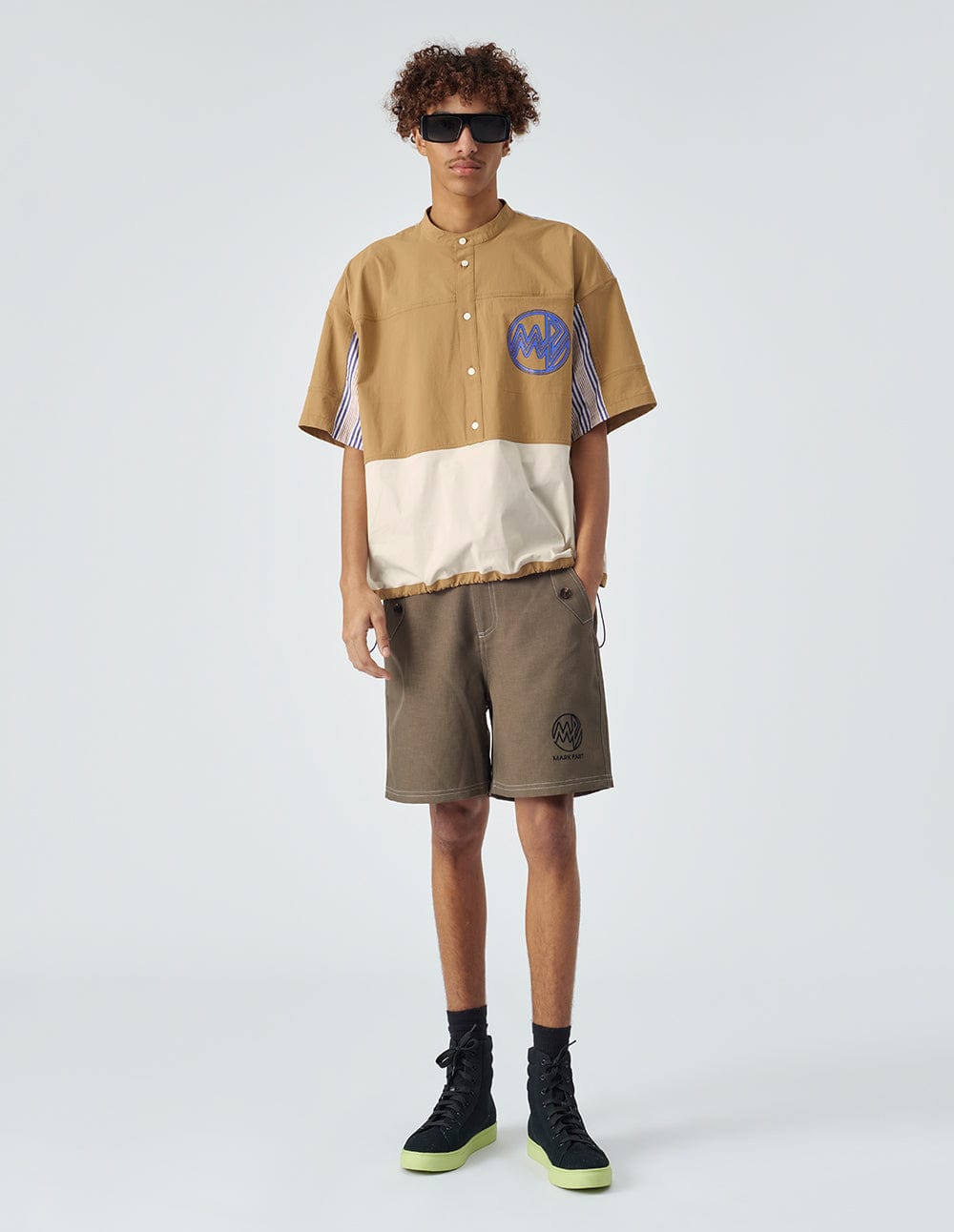 Men's Patchwork Drawstring Track Top