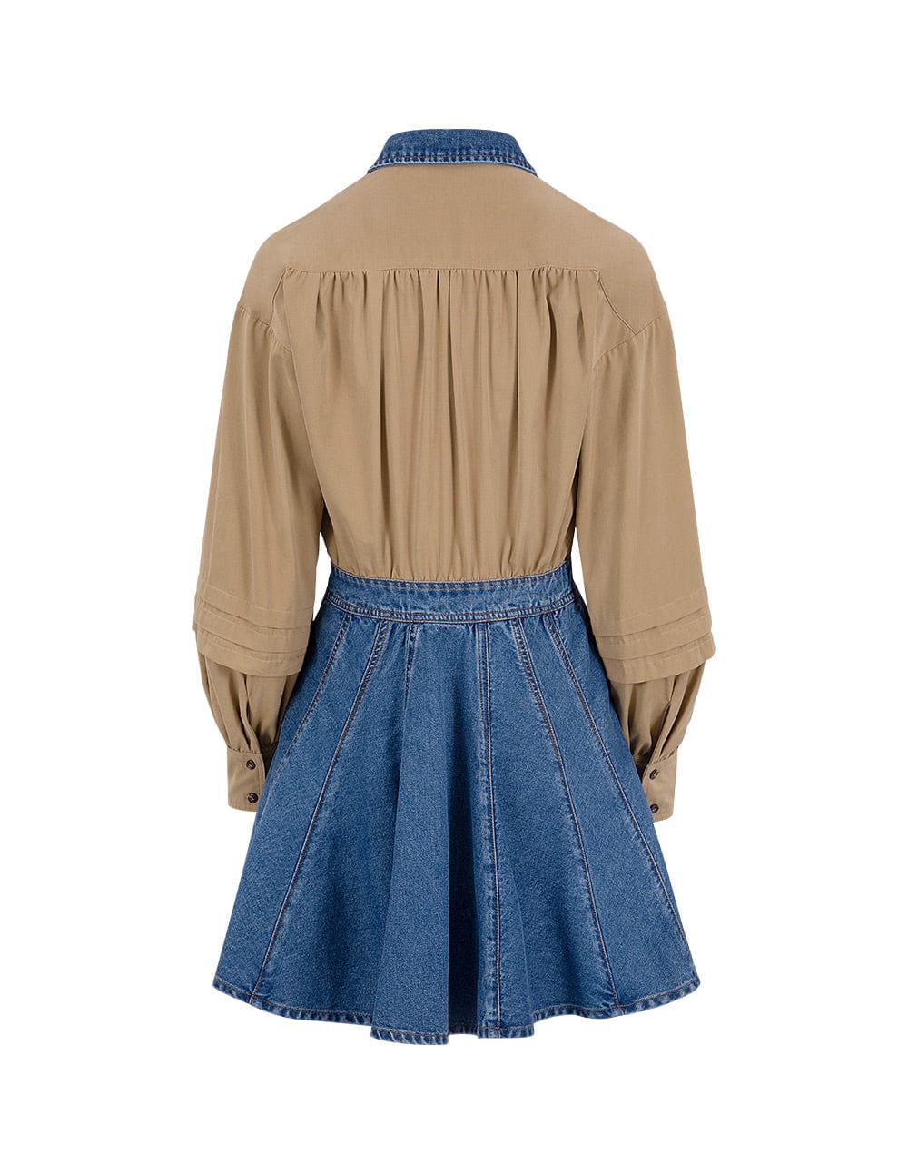 Ladies Fake Two Piece Shirt With Denim Dress