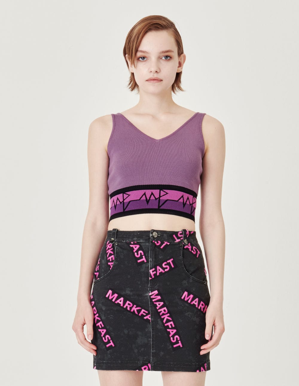 Runway Neon Logo Print Skirt
