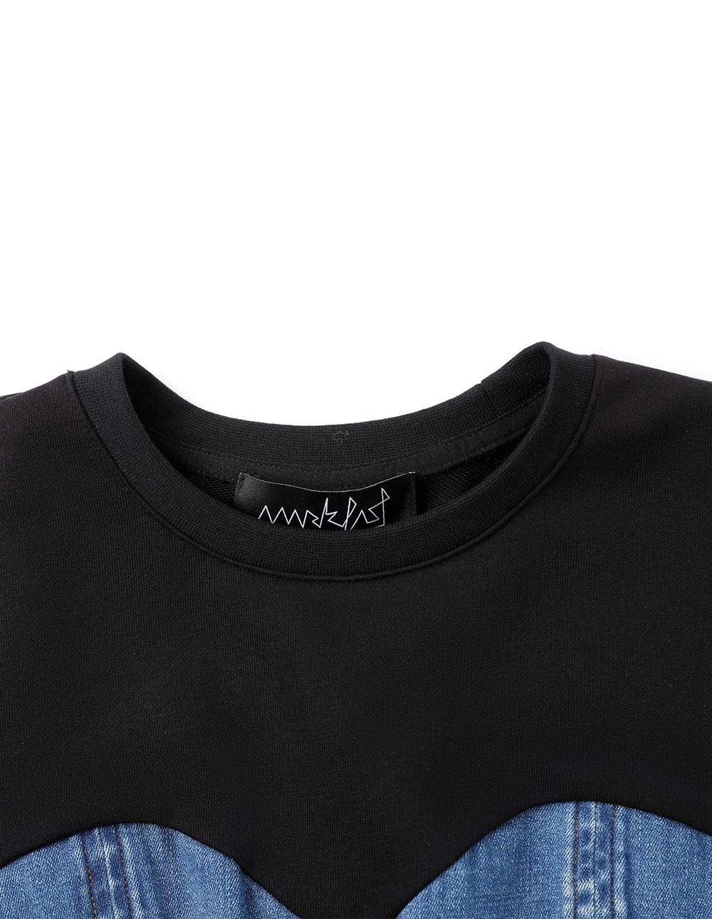 Women's Medium Blue Denim Stitching Cropped Sweatshirt