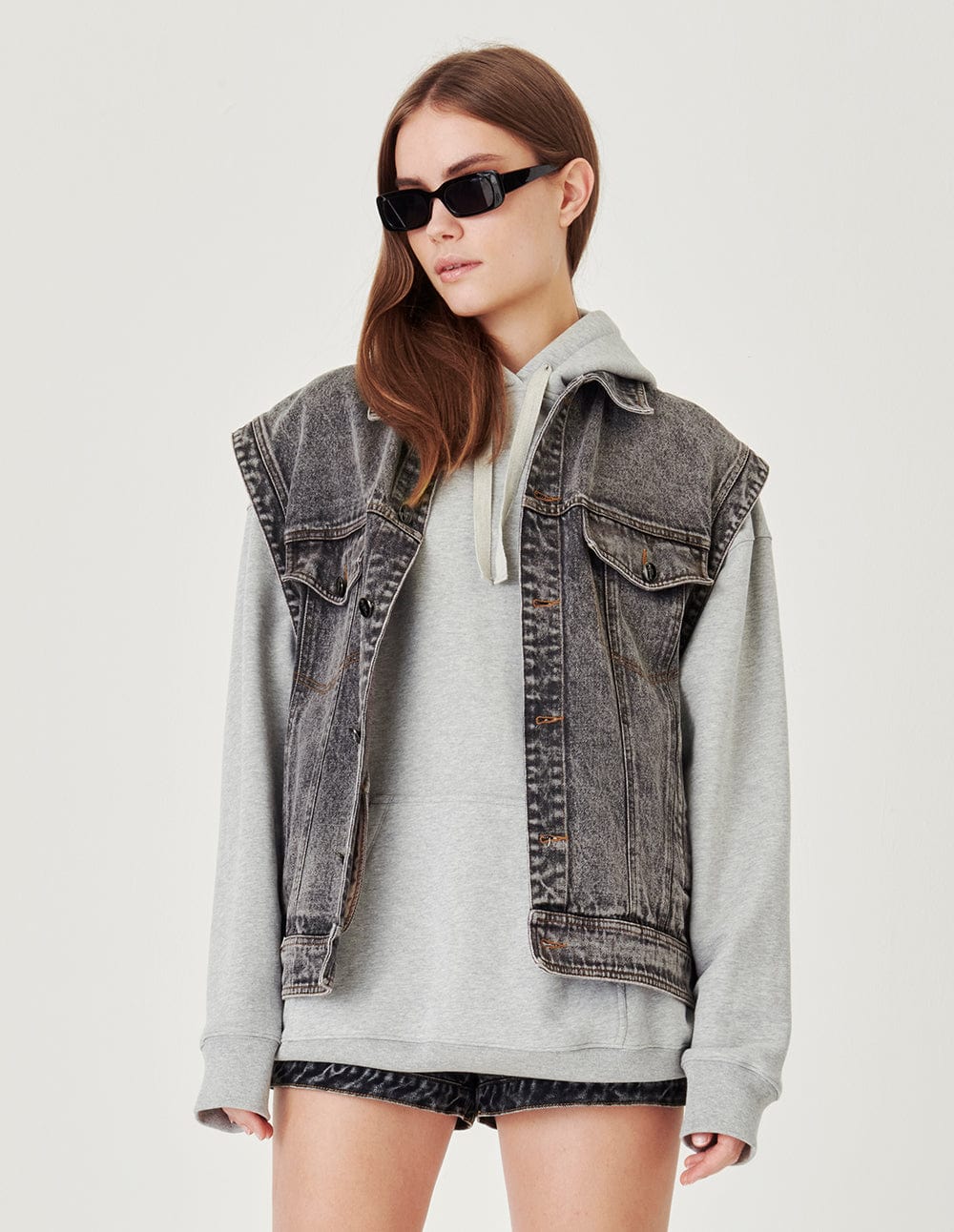 Couples Snowflake Wash Black Denim Vest