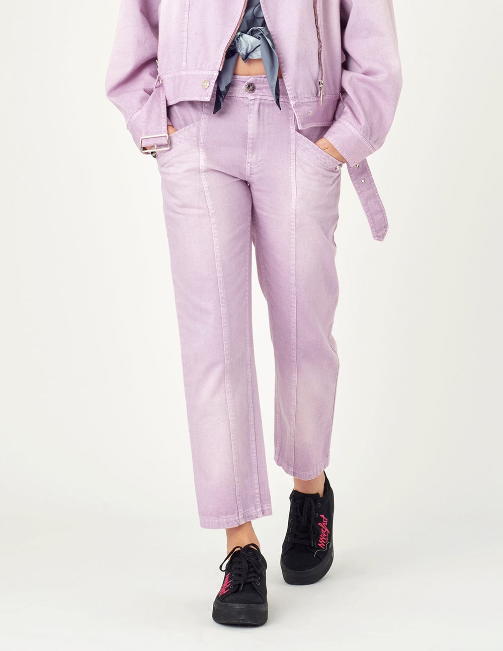 Women Straight Fit Pink Dyed Denim Jeans