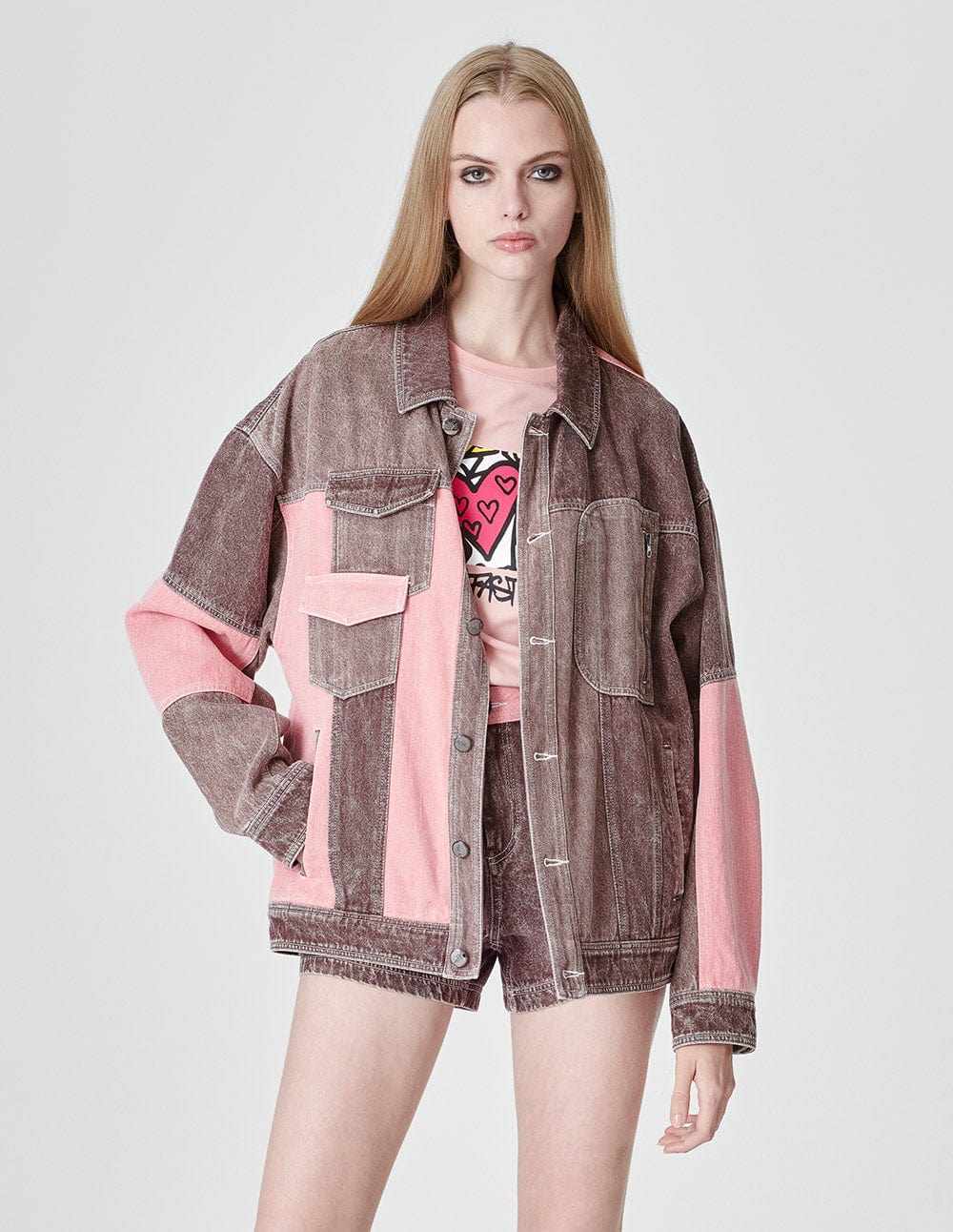 Unisex Style Stitched Denim Jacket