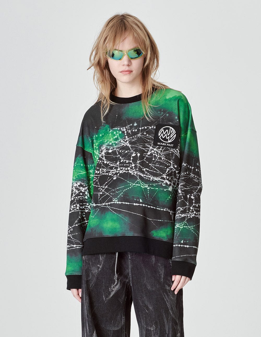 Couple Style Black Positioning Printed Cotton Sweater