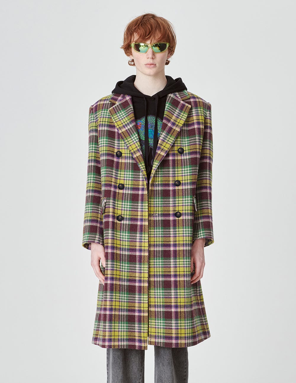 Single-Breasted Plaid Wool offers Coat