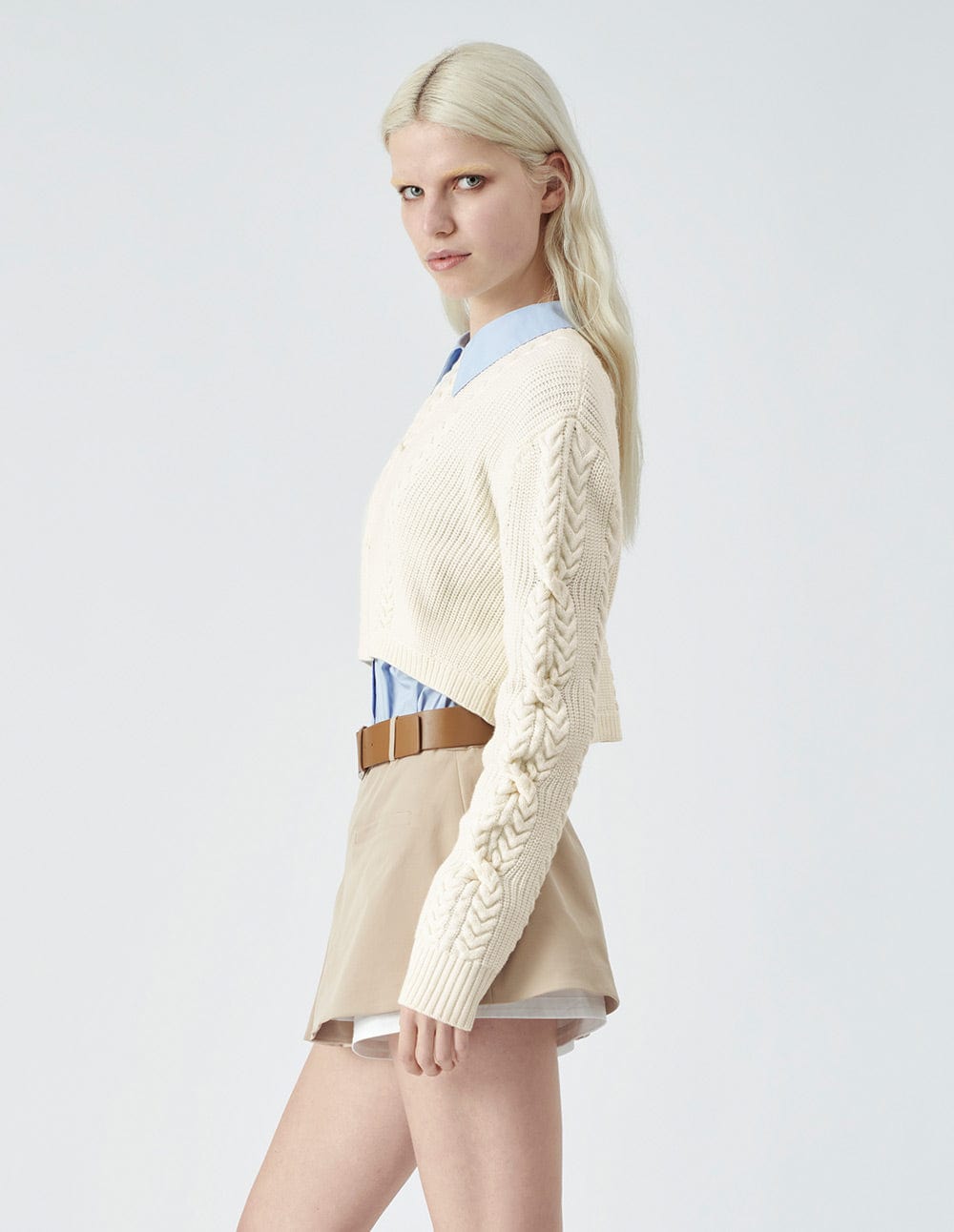 Women's Off-White Cropped Pullover Sweater