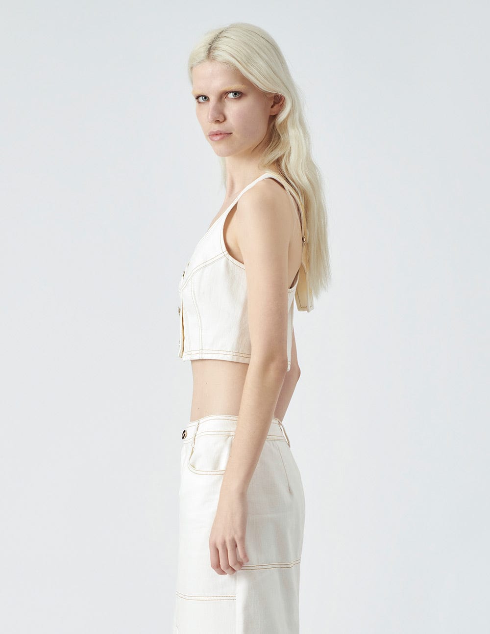 Women's White Washed Denim Vest