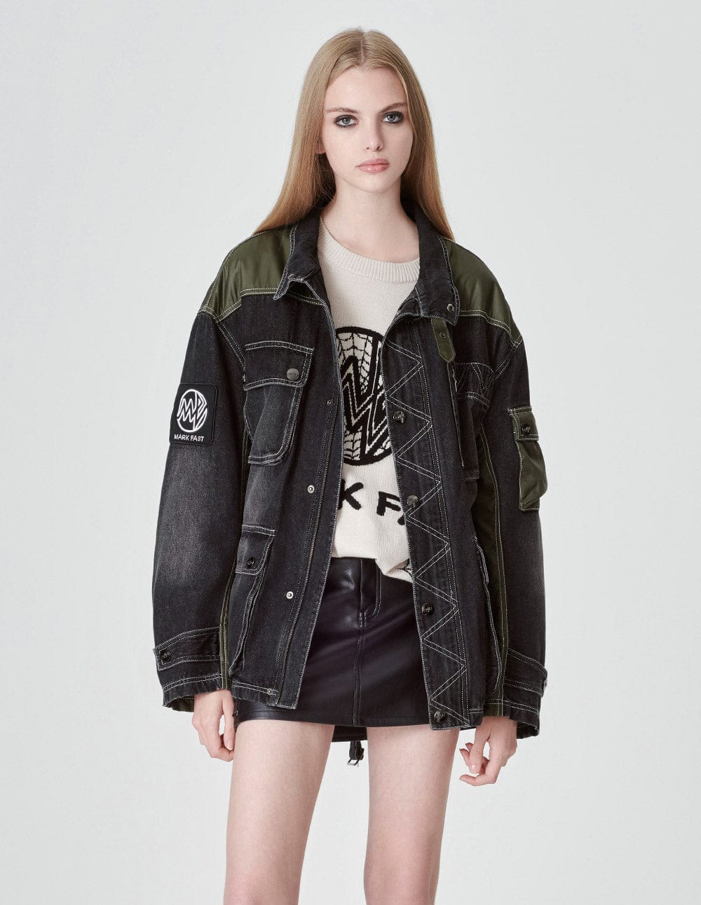 Unisex Patchwork Washed Denim Jacket