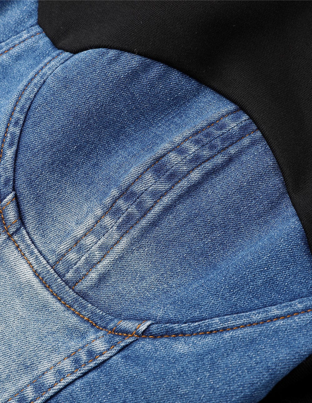 Women's Medium Blue Denim Stitching Cropped Sweatshirt