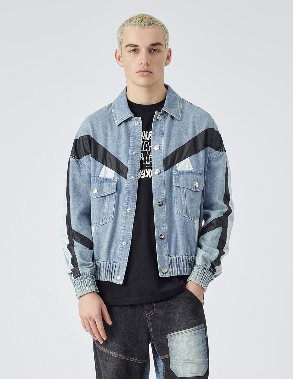 Block colour denim jacket best sale